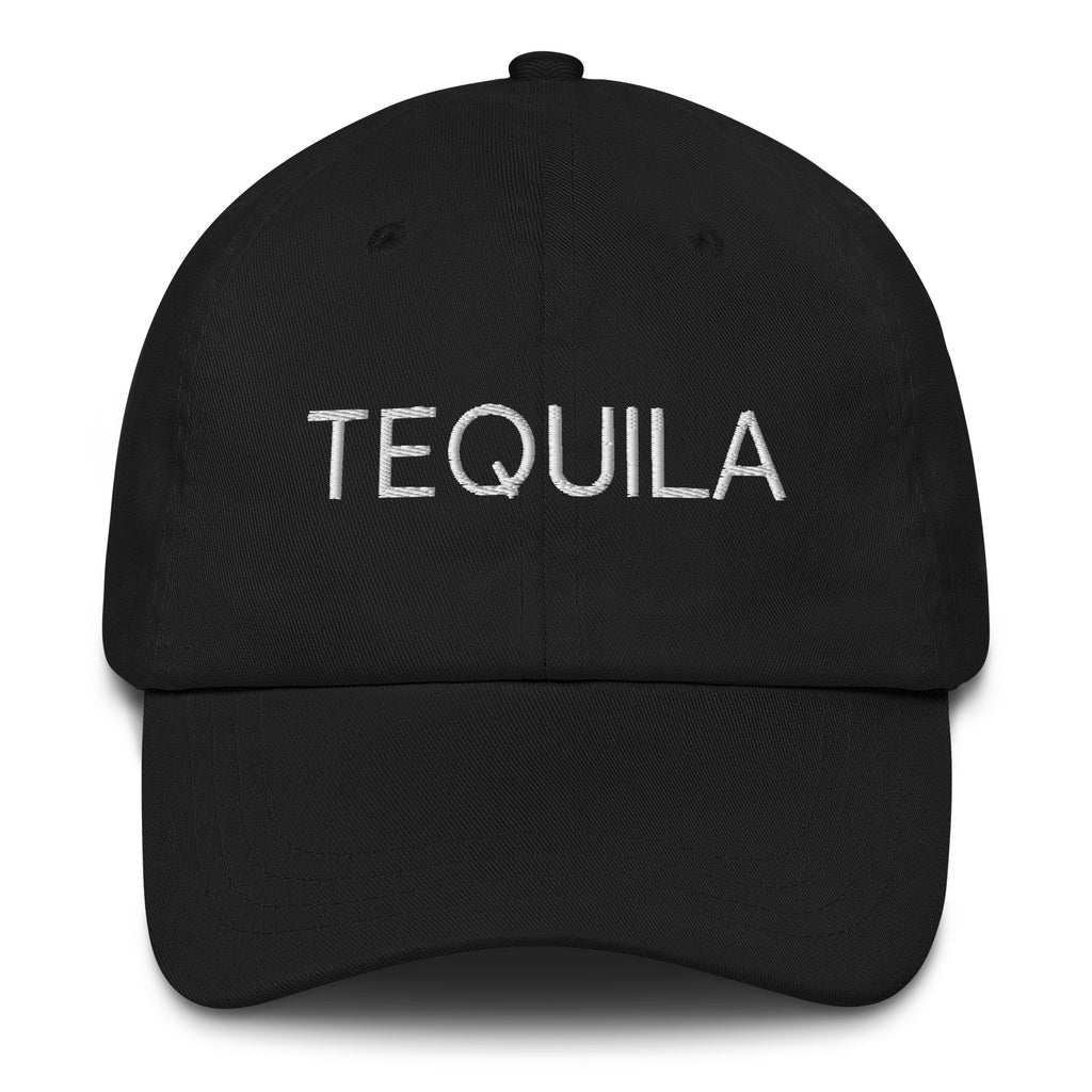 Tequila Hat by Aloe Gal_Black Baseball Cap with White Embroidery